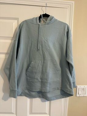 AllSaints Pale Blue Pullover Hoodie with Drawstrings